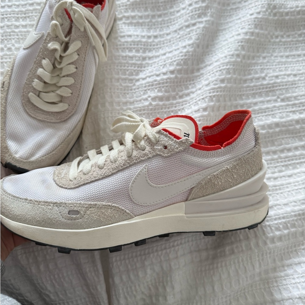 Nike Women's Cream and Red Sneakers
